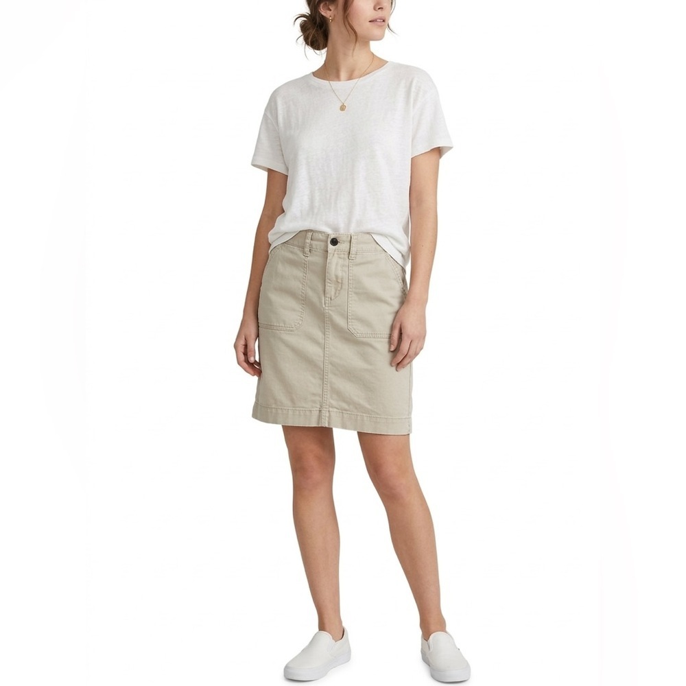 Merona Beige Khaki Cotton Mini Skirt Size 2 Casual Patch Pocket Summer Skirt